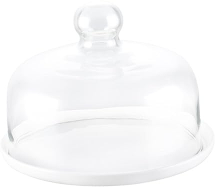 AADDFDD Soporte Tarta, Soporte para Tartas, Bandeja para Servir Tartas con Tapa de Cristal, Redondo, para Aperitivos, para Guardar Pan, para exhibir en Tiendas, Fiestas, Bodas, 20 cm (Opcional)