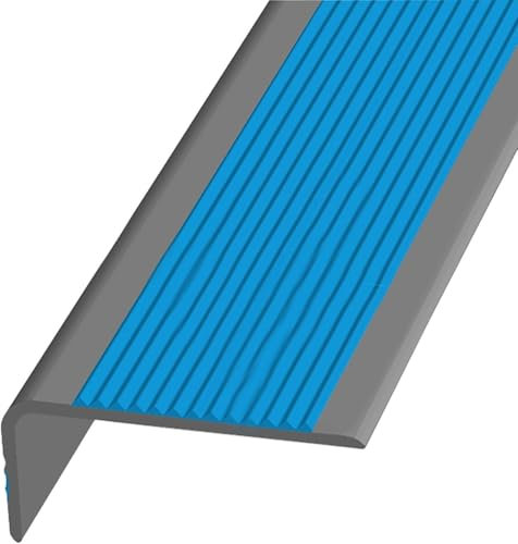 Stair Nosing Profile, PVC, Self-Adhesive Non-Slip Decorative Rubber Strips for Stair Edges, Edging Strip for Corner and Edge Protection, Width 3.5x7CM-Gray-blue||L 1.5m/4.92ft
