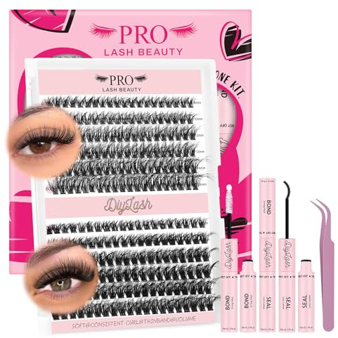 DIY Lash Extension Kit 240pcs Lash Clusters D Curl Eyelash Extension Set(60D+80D-8-16mix Kit)