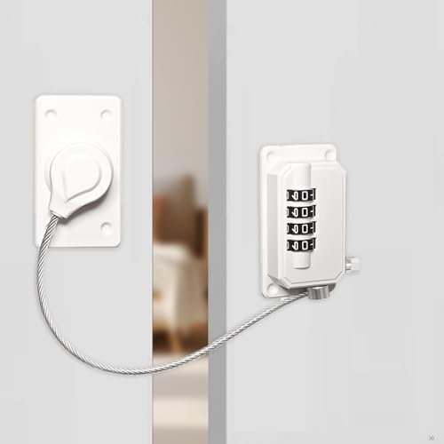 Kühlschrank Schloss mit Code Ohne Bohren, Selbstklebend Kindersicherung Schranksicherung, Schubladen Kindersicherung Schrankschloss für Gefrierschrank, Schränke, Schubladen, Fenster (Weiß, 1 Stück)
