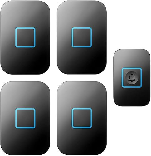 Kit campanello wireless con 4 ricevitori, 1 pulsante, 60 suonerie, volume a 5 livelli, impermeabile, a lungo raggio, senza fili, per casa, ufficio e uso esterno