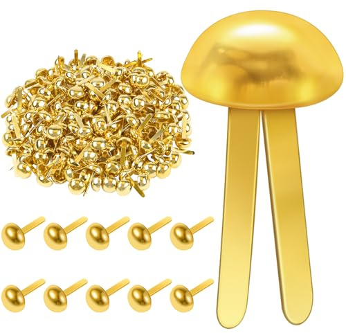 Caianwin 200 Stück musterbeutelklammern Metall Rundkopfklammern Gold musterklammern Büro Papier Briefklammern Basteln Handwerk DIY