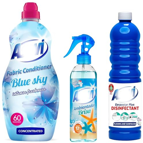 3 Piece Spanish Cleaning Bundle Gift Set – Air Freshener 400ml, Clothes Scent Booster 720ml, Bathroom Cleaner 750ml – Long-Lasting Fresh Fragrance, Stain Remover, Fabric Conditioner