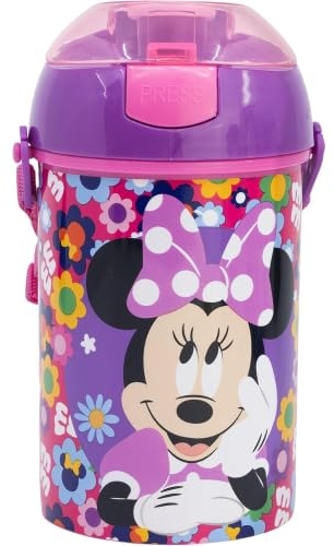 Borraccia Pop UP 450 ml con Tracolla e chiusura Tappo per Bambini Scuola (MINNIE MOUSE)