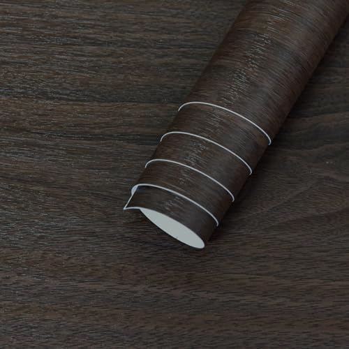 TOTIO Selbstklebende Tapete mit Dunkelbrauner Walnuss Maserung Holzoptik Dunkel Holz klebefolie Wasserfeste und Blasenfreie Klebefolie aus Vinyl Verdickt für Möbel und Büro 40CMx3M
