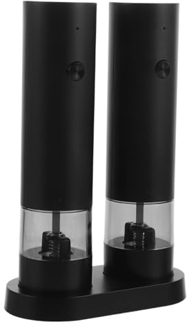 Cabilock Moulin Poivre Électrique Rechargeable USB Moulin à Sel Automatique à Bouton Unique Broyeur Portatif pour Cuisine Barbecue et Repas Extérieur Ensemble Noir Abs