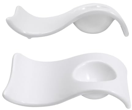 DECOMELODY 2 Pezzi Portauova Ceramica Onde Supporto Uova Resistente per Casa e Ristorante Vassoio Decorativo Bianco per Uova Sode e Fresche