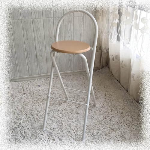 QTWLG Sedia Pieghevole Per La Casa Sgabello Pieghevole 60cm 65cm 70cm 75cm Sgabello Da Campeggio Portatile Con Schienale E Poggiapiedi Sgabelli Da Bar Pieghevoli(White wood color,60cm)