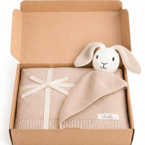 Livella 2-in-1 Babydecke & Kuscheltuch Hase – 75x100 cm, 100% Bio-Baumwolle | mit Geschenkbox, Babydecke, Kuscheltuch & Kuscheltier in einem, weich, atmungsaktiv, GOTS & OEKO-TEX 100 zertifiziert