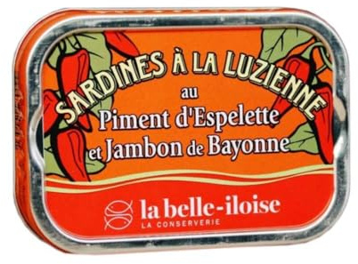 Sardinas a la luzienne (pimiento de Espelette y jamón de Bayona)