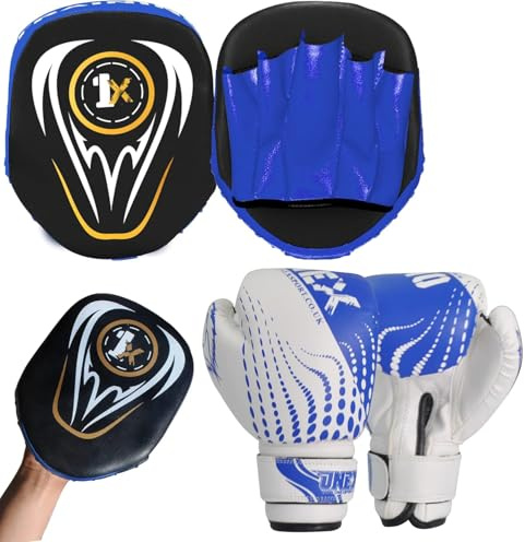 Boxing Gloves and Focus Pads Set for boys and girls Kids Twins Kickboxing Punching Professional Training - Hook and Jab MMA Punch Strike Bag