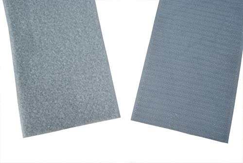 SAN Klettband hellgrau 100 mm 1 Meter Klettverschluss Hakenband und 1 Meter Flauschband