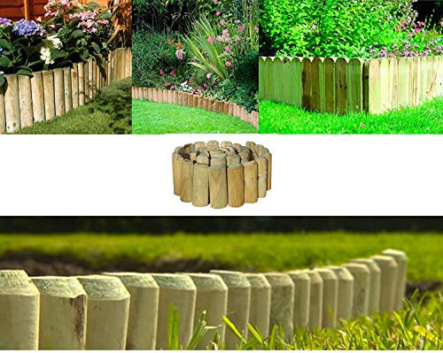 6FT LONG GARDEN LOG ROLL BORDER EDGING OUTDOOR LAWN EDGE FLEXIBLE WOODEN SUITABLE FOR EDGING FLOWER BEDS LAWNS PATHS 180CM X 15CM (3 ROLLS)