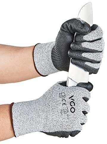 Vgo... 1 Paire Gants Résistants aux Coupures, Doublure Anti-coupure HPPE, Protection des Mains, EN388 Niveau C, ANSI Niveau 3 (SK2131)