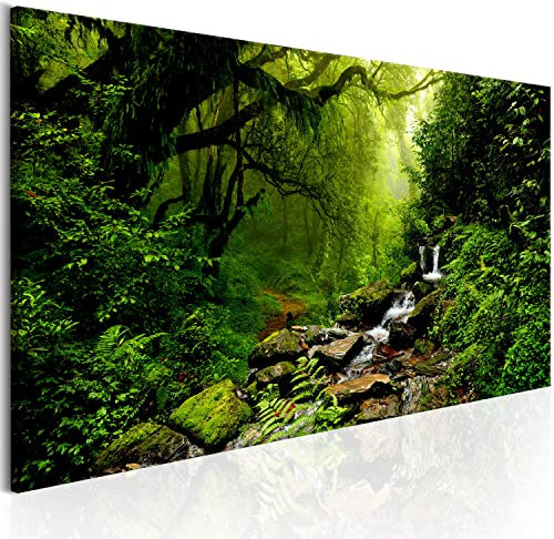 B&D XXL Acrylglasbild Wald 135x45 cm 1 Teilig Wandbild auf Acryl Glasbilder Kunstdruck Moderne Acrylglas Platte Wanddekoration Geschenke Heimdekoration Glasbild - Landschaft Natur Panorama Baum