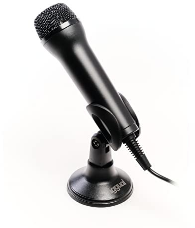 iggual – Microphone USB avec Support réglable et câble Long de 3 m, Compatible avec PC, tablettes et Consoles de Jeux vidéo, idéal pour Le karaoké, Les enregistrements, Le Streaming et Les appels