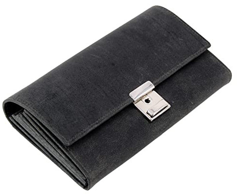 Alassio 42196 - Kellnerbörse, Kellner Portemonnaie aus Echt Leder/Hunter-Leder, Münzbörse mit 6 Scheinfächer und Münzfach, Geldbörse für Restaurant, Bar oder Service, ca. 18,5 x 9,5 cm, grau