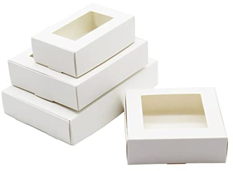 50 Teile/los Handwerk Geschenkkarton Fenster Stil Kraftpapier Farbe Pralinenschachtel Weiß Hochzeit Verpackung Box-50pcsBoxAnd50pcsTags,12x12x5cm