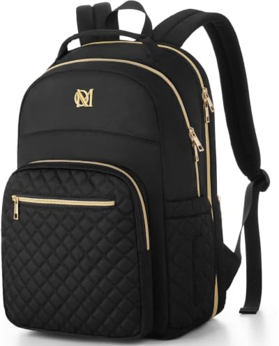 RJEU Rucksack Damen,Laptop Rucksack 15,6 Zoll Schulrucksack für Universität Studium Lehrer Arbeit Reise,TSA Freundlich Handgepäck Rucksack,Schwarz