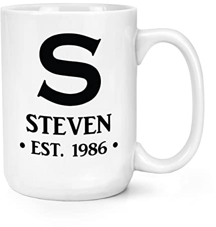 Personalised Big Letter Name & Est Date 15oz Large Mug Cup