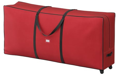 SONGMICS Aufbewahrungstasche für Weihnachtsbaum, Tragetasche auf Rollen, für Bäume bis zu 274 cm, für zerlegten Christbaum, längenverstellbare Griffe, 600D Oxford-Gewebe, kirschrot RXS004R01