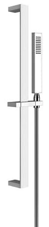 Set doccia Gessi Rettangolo con soffione e flessibile anticalcare, 20145, Colorazione: Bianco CN