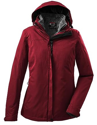 killtec Damen 3 in 1 Funktionsjacke/Outdoorjacke mit abzippbarer Kapuze und einzippbarer Fleecejacke KOW 168 WMN JCKT, rot, 50, 37948-000
