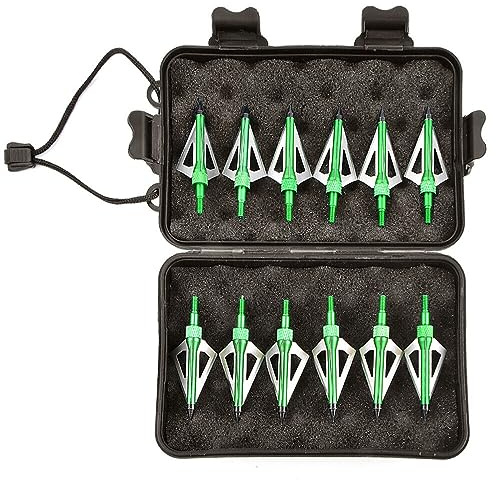 biubiusot 12er Pfeilspitzen 100 Körnern Jagdspitzen Armbrust Erwachsene Jagd Pfeile für Bogenschießen Carbonpfeile Glasfaserpfeil Compoundbogen Bogen mit Aufbewahrungsbox