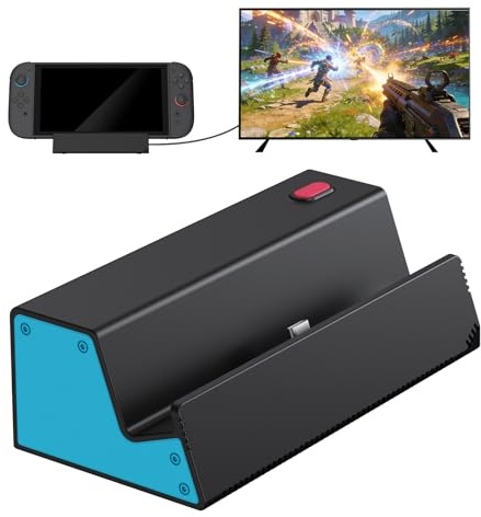 HEIYING TV Docking Station für Nintendo Switch 2/Switch OLED, Tragbarer TV Dock Ladegerät Ständer mit 4K HDMI Adapter/USB Port/Typ C Ladegerät Port | Tragbarer Switch TV Dock Ladegerät Ständer mit 4K HDMI Adapter/USB Port/Typ C Ladeanschluss