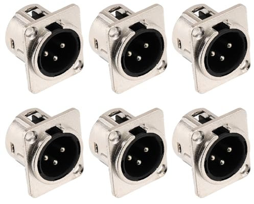 Greluma 6 connettori XLR, connettori a 3 poli, connettore XLR per altoparlante microfono, contatti in rame nichelato, alloggiamento in metallo