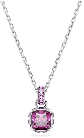 Swarovski Pendente Birthstone, Taglio squadrato, Febbraio, Viola, Placcato rodio