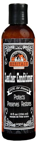 Heritage Products Leather Conditioner - All Natural Leather Cleaner and Conditioner for Furniture, Car Seats, Boots and Jackets - Vitamin E Rich Leather Softener Protects, Preserves, Restores (8 oz)