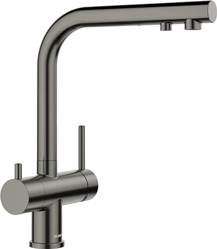 BLANCO FONTAS II Filtro | Grifo de cocina en acero negro satinado | Alta presión | Prevención de retorno | Cartucho de cerámica | Calidad del agua asegurada y ahorro de agua | Filtro se necesita