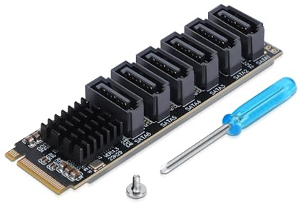 Gugxiom M.2 Till SATA3.0-adapterkort, 6 Gbps Höghastighets ASM1166 M.2 Till SATA3.0-adapter, Stöd för 6 SATA-enheter för Thunderbolt Expansion, för OS X, för för Linux