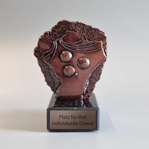 eberin – Boule Metall-Pokal, 14cm Pokal, Trophäe mit Marmorsockel, Boulekugeln-Dekor, Award in 4 Farben, Personalisierbar mit Gravur