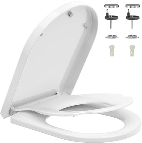 Rainsworth Nano Glaze Toilettensitz Kinder Form D,Urea Formaldehyd Wc Sitz Mit Absenkautomatik,Ergonomisch Gestalteter Antibakterieller Toilettendeckel,Universal Weiße Klodeckel