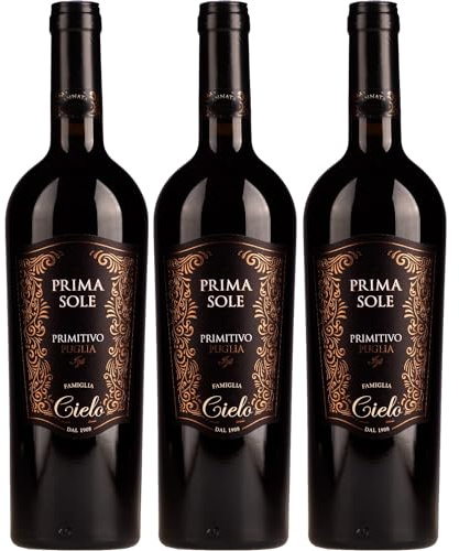 Cielo e Terra Primasole Primitivo Puglia IGT Rotwein Rot Trocken Italien inkl. FeinWert E-Book (3 x 0,75l)