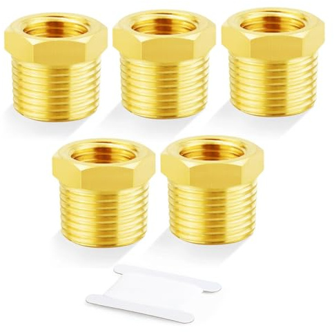 TAILONZ PNEUMATIC Racor roscado de latón 1 pulgada BSP macho x 1/2 pulgada BSP hembra adaptador hexagonal （5Pcs）