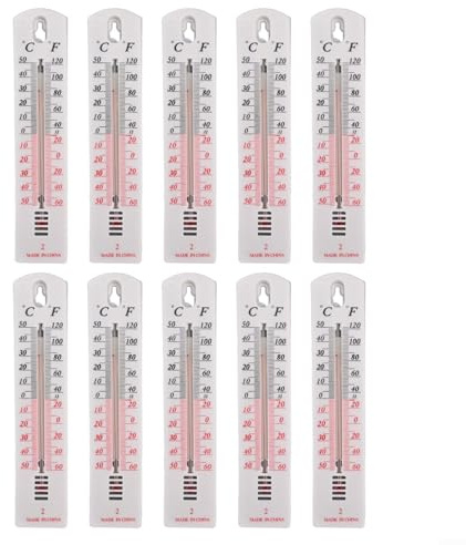 Sandyseptember Lot de 10 thermomètres muraux d'intérieur et d'extérieur pour maison, bureau, jardin et serre