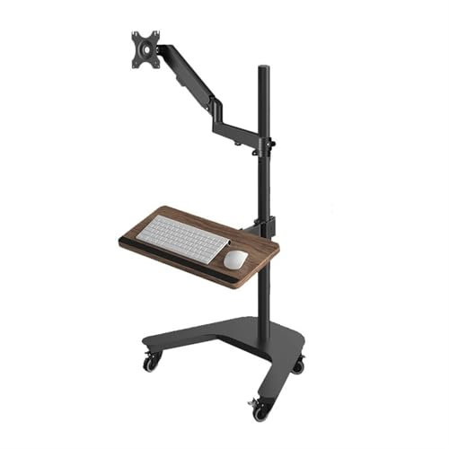 Brazo para Monitor Soporte de piso for un solo monitor for pantallas planas o curvas de 17 a 32 de hasta 19,8 lb, soporte de montaje for monitor móvil con resorte de gas y bandeja for teclado Soport