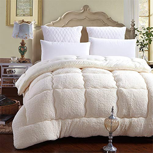 Lyxigt kamelull vintertäcke tjockt kashmirfilt tung dubbelsäng filt varm lammfilt för sovrum vit 180 x 220 cm 3,1 kg