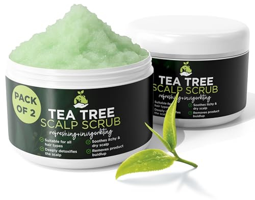 Tea Tree Scalp Scrub | Itchy & Dry Scalp Care with Tea Tree Oil, Quartz Powder & Sea Salt | Gently Exfoliates, Helps Reduce Flakes, Supports Healthy Hair Growth & Scalp Balance (pack of 2)