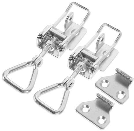 CIYODO 2st Clips Klemmen Multifunktional Fass Tragbar Protokoll Rohr Stift Kabel Schlitzklemme Einstellbar Plane Verriegelung Schlösser Türverschluss Bolzen Scharnier Schwer Silver Stahl
