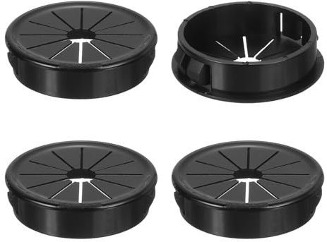 QUARKZMAN 4pz Passacavo per Scrivania Nero, Passacavo a Scatto con Otturatore per Fori con Montaggio da 1.57(40mm), Passacavo Rotondo in Nylon a Scatto per Gestione Cavi e Fili