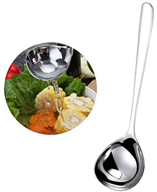 TOPBATHY 3pièces Lot De Cuillères à Soupe Rondes Acier Inoxydable Manche Long Et Finition