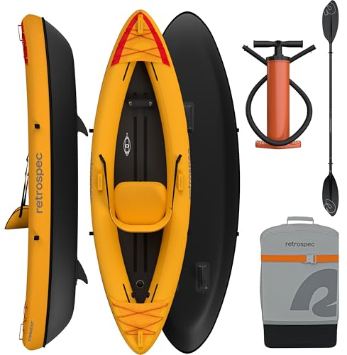 Retrospec Coaster Single & Tandem Inflatable Kayak for Adults - Blow Up Kayak, 220 & 440lb Capacity, Portable Lightweight Kayak with Paddle, Pump & Carry Bag