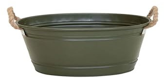 colourliving Pflanztopf Beat oval aus Metall mit Kordelgriffen | Dekorativer Blumentopf, Übertopf, Pflanzwanne | robust & vielseitig in 4 modernen Farben und verschiedenen Größen (Grün, M 43x30x22cm)