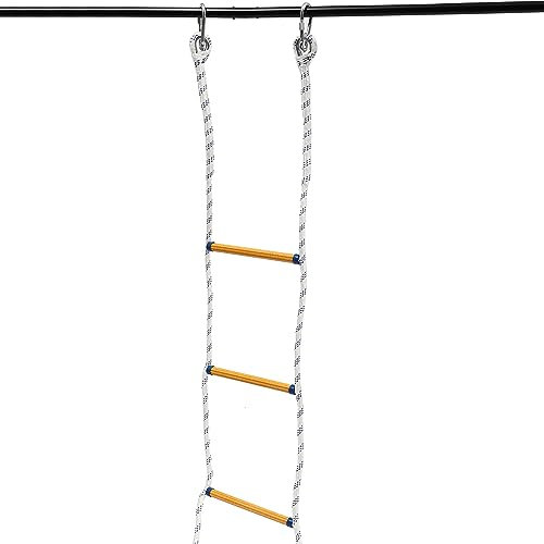 Escalera de incendios de 200 kg con ganchos, escalera de rescate, escalera de seguridad, 6 m, retardante de llama, escalera extensible para escalera de cuerda, escaladora portátil