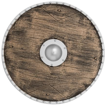 W WIDMANN MILANO Party Fashion - Wikinger Schild | 40 cm Rundschild mit Griffen als Kostümzubehör für Wikinger-, Ritter- und Römer-Looks