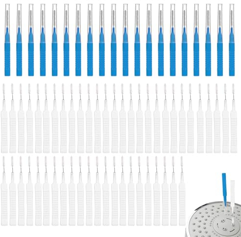 70pcs Shower Head Cleaner Tool Kit, 2 Designs Shower Head Cleaning Brushes & Multi-Size Picks for Tiny Nozzle Gaps Deep Clean Unclogging Brush Set